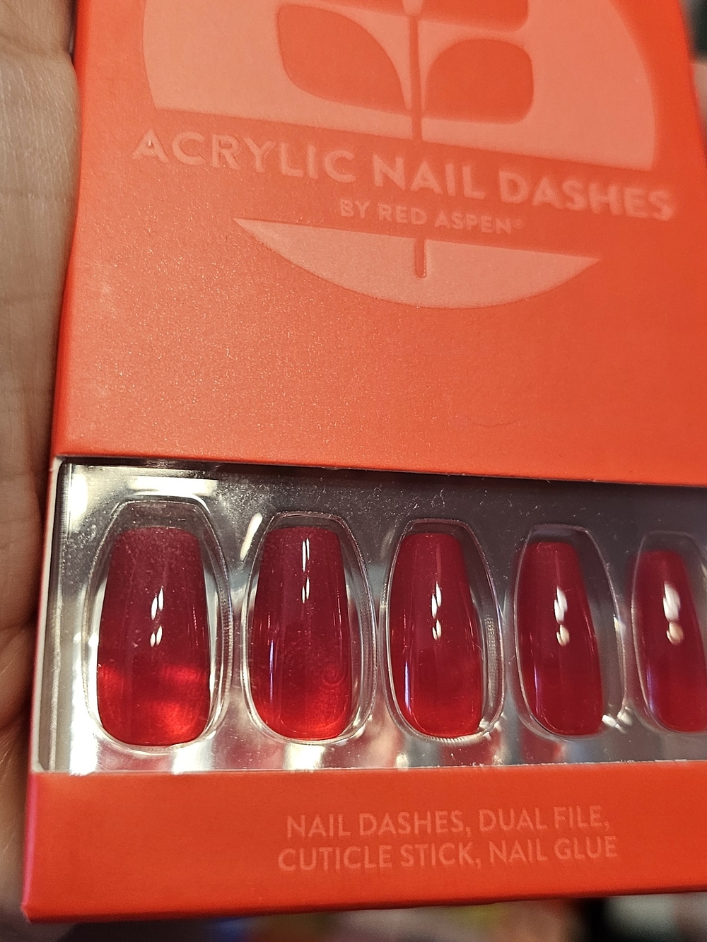 Red Acrylic Nail Dashes - Press-On Nails